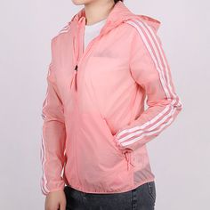 (WMNS) adidas Windbreaker 3S Woven Jacket Pink FT2883-KICKS CREW Breathable Casual Sports Outerwear, Casual Breathable Hooded Track Jacket, Casual Hooded Breathable Track Jacket, Sporty Breathable Hooded Windbreaker, Sporty Hooded Breathable Windbreaker, Sporty Adidas Windbreaker With Logo, Adidas Casual Moisture-wicking Track Jacket, Sporty Hooded Windbreaker With Adidas Logo, Sporty Breathable Windbreaker For Fall