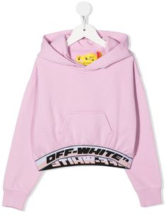 blush pink cotton pullover design logo waistband classic hood long sleeves front pouch pocket Off-white Logo, Italian Fashion Brands, Band Hoodies, Kids Logo, Cotton Pullover, Pullover Designs, Stella Mccartney Kids, Hoodie Girl, Urban Chic