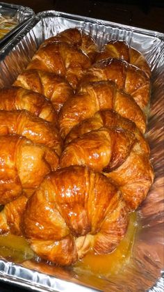 there are many croissants in the pan