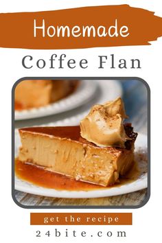 homemade coffee flan recipe on a white plate