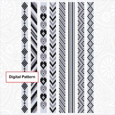 the different patterns are shown in black and white