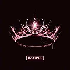 a pink tiara with the words blackpink on it