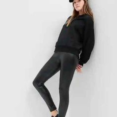 Elevate Your Everyday Style With These Sleek Black Leggings Made From High-Quality Vegan Leather Material. These Leggings Are Perfect For Any Occasion, Whether A Night Out On The Town Or A Casual Day At Work. The Ponte Fabric Type Provides A Comfortable And Flattering Fit, While The Regular Size Type Ensures A Perfect Fit For Most Women. Designed By The Trusted Brand Gap, These Leggings Are A Must-Have Addition To Any Wardrobe. The Versatile Black Color Pairs Well With Any Top Or Shoes, Making I Gap Bottoms For Fall Streetwear, Stretch Casual Leather Pants, Black Gap Bottoms For Loungewear, Casual Stretch Leggings By Gap, Trendy Streetwear Leggings For Fall, Sporty Black Gap Bottoms, Black Leggings For Streetwear In Fall, Stretch Leather Pants For Streetwear In Fall, Stretch Leather Pants For Fall Streetwear