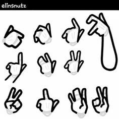 hand gestures drawn in black and white