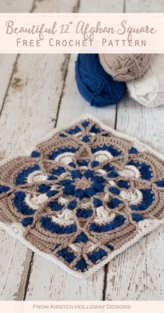 a crocheted square with the words beautiful afghan square free crochet pattern