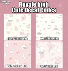 some pink and white wallpapers with cartoon characters on them