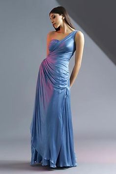 Shop for Astha Batra Blue Satin Georgette Carolina One Shoulder Pleated Gown for Women Online at Aza Fashions One-shoulder Gown With Ruched Bodice Pre-draped, Bridesmaid Gown With Ruched Bodice And Draped Shape, Asymmetrical Neckline Gown With Pleated Bodice For Prom, Ruched Gown With Asymmetrical Neckline For Wedding, Asymmetrical Neckline Evening Dress With Pleated Bodice For Prom, Asymmetrical Evening Dress With Pleated Bodice For Prom, Asymmetrical Neckline Prom Gown With Pleated Bodice, Asymmetrical Neckline Ruched Wedding Gown, Wedding Gown With Ruched Asymmetrical Neckline