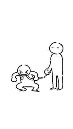 a stick figure drawing of a man pulling another person's hand