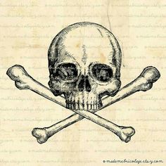 a skull and crossbones on an old paper