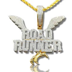 New Icy Supreme Quality 14k Bi-Color Gold Finish Road Runner Pendant Over Brass Dipped In Gold 5xtimes To Include A Free 14k Yellow Gold Finish 24inch X 3mm Rope Chain For Men. * Icy Road Runner Pendant * Supreme Quality & Dipped In Gold 5xtimes * 14k Bi-Color Gold Finish X5 * Over Brass * Simulated Diamonds * Micro Pave Setting * Pendant Length: 2.5 Inch * Pendant Width: 2.5 Inch * So Icy You Have To See To Believe. * Free Rope Chain * 14k Yellow Gold Finish * Over Stainless Steel * Chain Size: Celebrity Style Jewelry, Mens Cross Necklace, Cuff Bracelets Handmade, Chain For Men, Mens Leather Bracelet, Mens Accessories Jewelry, Pave Setting, Road Runner