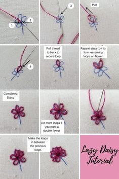 instructions to crochet an easy flower with the help of knitting thread and yarn