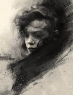 John Fenerov ~ Artiste Russe - Charcoal and Graphite Portrait Drawing John Fenerov, Graphite Portrait, Portret Feminin, Art Charcoals, Portrait Drawings, Drawing Eyes, Blowing In The Wind