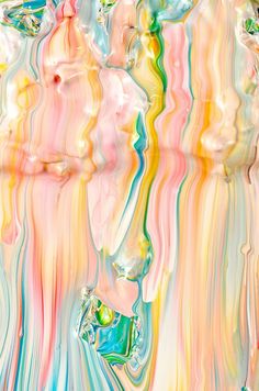 an abstract painting with multicolored lines and colors in the form of water droplets