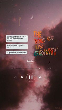 the book of gravity app is displayed on an iphone's screen with headphones