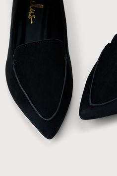 Add sophisticated flair to every ensemble with the Lulus Emmy Black Suede Pointed Loafers! These chic faux suede flats have a pointed toe upper, and a low-cut, notched collar. Pull tab at heel. 0. 25" rubber heel. Cushioned insole. Nonskid rubber sole. All Man Made Materials. Imported. Lulus | Emmy Black Suede Pointed Loafers | Size 10. Chic Slip-on Ballet Flats For Work, Slip-on Pointed Toe Flats For Workwear In Fall, Elegant Suede Flats For Fall, Chic Suede Ballet Flats For Work, Low Heel Ballet Flats For Workwear In Fall, Chic Pointed Toe Flats For Fall Workwear, Sleek Pointed Toe Flats For Workwear, Chic Pointed Toe Flats For Work, Chic Pointed Toe Loafers For Fall