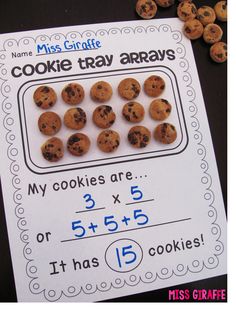 a cookie tray with chocolate chip cookies on it and the missing numbers for each cookie