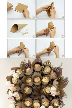 how to make a bouquet out of paper and chocolates - step by step instructions