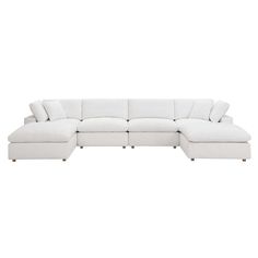 A haven for cozy relaxation, Commix features plush comfort, clean-lined design, and spacious profile, that makes an attractive statement in the modern home. Upholstered in polyester fabric that grants a luxe linen texture, this contemporary sectional sofa comes with solid wood construction and cotton and down cushions for a luxurious sink-in feel. Commix comes with generously padded down feather and cotton cushions, and padded foam bases, making this sectional sofa collection perfect for the living room, family room, or game room. Made for sprawling out or curling up, Commix beckons you and guests to sit and stay a while. Includes plastic foot glides. Corner piece includes two back pillows and a throw pillow. Each Seat Weight Capacity: 331 lbs. Set Includes: Two - Commix Down Filled Overst Contemporary Sectional Sofa, Contemporary Sectional, Deep Sofa, Modern Sofa Sectional, Modway Furniture, Beds & Bed Frames, Linen Texture, Sofa Sale, Down Feather