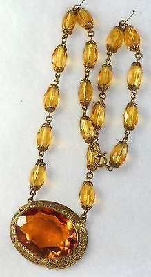 VTG-CZECH-ART-DECO-ANTIQUE-AMBER-COLOR-CZECH-GLASS-NECKLACE Memorable Jewelry, Edwardian Necklace, Czech Jewelry, Czech Glass Necklace, Czech Glass Jewelry, Necklace Art Deco, Victorian Necklace, Fruit Jewelry, Necklace Art