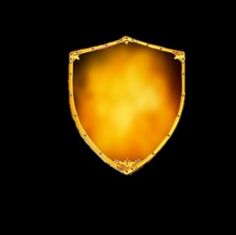 a golden shield on a black background