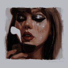 a painting of a woman with tears on her face