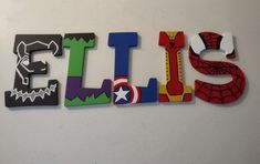 the letters are made up of different shapes and sizes to spell out their name,