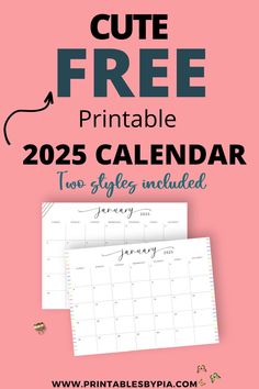 the free printable 2021 calendar is shown on a pink background with text that reads, cute