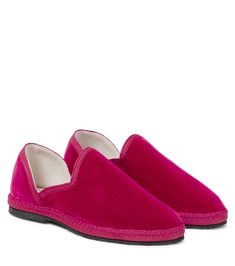 Friulane velvet loafers Pink Slip-ons With Rubber Sole, Elegant Pink Loafers With Rubber Sole, Pink Loafers With Leather Sole, Pink Flat Loafers With Leather Sole, Pink Leather Sole Flat Loafers, Pink Loafers With Leather Sole And Flat Heel, Spring Pink Loafers With Leather Sole, Girls Loafers, Velvet Loafers