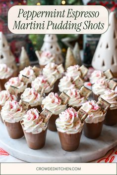 peppermint espresso martini pudding shots on a platter