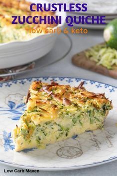 crustless zucchini quiche with low carb and keto on a plate