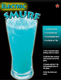 an advertisement for the electric smurf drink, with information about it's contents