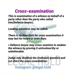 the cross examination question is shown in purple