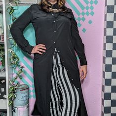 Versatile, High Quality And Just Yes. Slinky Black Silk Shirtdress Featuring Double Flap Pockets On The Chest, Crisp Collar, Smoky Shell-Like Buttons And Curved "Shirt" Style Hemline. Wear This Open And Free, Cinched With A Belt, Wrapped Up Avant Garde Style, Layered Under A Skirt, Or However You Like - There Are So Many Options! Label Polo Ralph Lauren. Marked Size 12 Fits Like A 10 100% Silk, Soft Weighty Drape, Matte Feel, High Quality Unlined, Opaque Buttons Down The Front New With Tags Chic Fitted Rayon Shirt Dress, Long Black Shirt Dress For Fall, Black Long Shirt Dress For Fall, Chic Long Sleeve Rayon Shirt Dress, Fitted Viscose Shirt Dress For Fall, Black Viscose Shirt Dress For Work, Fitted Black Button-up Shirt Dress, Black Fitted Button-up Shirt Dress, Fitted Long Chic Shirt Dress