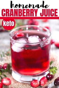 cranberry juice in a glass with ice and berries