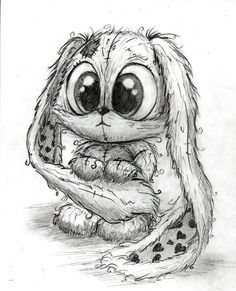 a drawing of a furry animal with big eyes