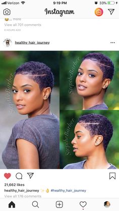 Great color and cut!! Black Hair Short Cuts, Shaved Hair Designs, Tapered Natural Hair