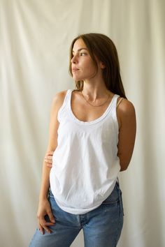 The Avignon Tank Vintage White Tank Top 100% Cotton | Etsy Casual Scoop Back Tank Top For Spring, Casual Scoop Back Tank Top For Summer, Casual Cotton Tank Top With Scoop Back, Summer Cotton Camisole With Scoop Back, Summer Cotton Scoop Back Camisole, Scoop Neck Stretch Tank Top For Daywear, Everyday Summer Camisole With Scoop Back, Daywear Stretch Scoop Neck Tank Top, Cotton Scoop Back Tank Top For Everyday