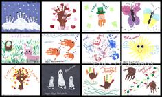 handprints are shown with different colors and designs