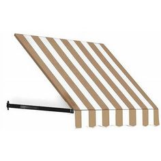 a brown and white striped awning