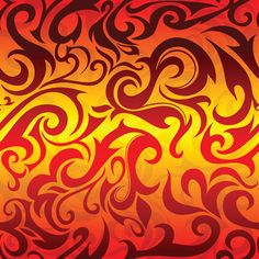 an orange and red background with swirls on it's sides, in the shape of waves