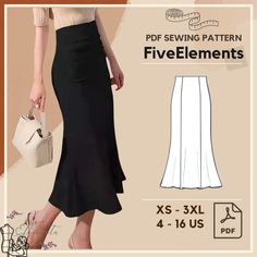 Women Slim Skirt PDF Sewing Pattern Ruffled Midi Skirt Pattern Casual Office Skirt - Etsy | Sewing dresses, Fashion sewing, Fashion sewing pattern #Midi_Skirt_Pattern #Skirt_A_Line #Skirt_Wool #Office_Skirt Skirt A Line, Midi Skirt Pattern, Skirt Wool, Slim Skirt, Office Skirt, Skirt Patterns Sewing, Sewing Skirts