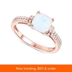 in stock Cushion Ring, Amethyst Color, Ring Setting, White Sapphire, White Ring, Morganite, Gold Plated Sterling Silver, Rose Gold Plates, Ring Sets