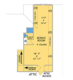 the floor plan for a two bedroom apartment with lofts and an attic access area