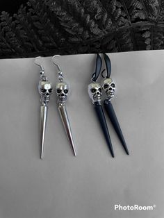 "Spooky Earrings, Horror Earrings, Skeleton Earrings, Scary Earrings, Trending Earrings, Halloween Gift, Dangle Earrings, Skeleton Gifts, Halloween Earrings, Novelty Earrings, Skeleton Jewelry, Gift For Women, Silver Earrings Available in a different colour and size, just contact me If you have any questions regarding this item, please hit the \"Ask a Question\" button next to the price and I will get back to you within 24 hours All products are 100% hand made, made with love especially for you" Punk Style Single Drop Earring, Silver Punk Plug Earrings For Parties, Punk Style Plug Drop Earrings Gift, Punk Drop Plug Earrings, Punk Style Drop Plug Earrings, Punk Style Drop Plug Earrings For Gift, Punk Dangle Earrings For Party, Punk Style Dangle Earrings As A Gift, Punk Style Drop Earrings For Pierced Ears