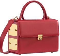 Red Square Box Bag For Office, Red Luxury Box Bag For Travel, Luxury Red Box Bag For Travel, Red Shoulder Box Bag For Office, Designer Red Square Box Bag, Designer Red Satchel Box Bag, Designer Red Rectangular Box Bag, Red Square Box Bag With Top Handle, Red Top Handle Box Bag For Office