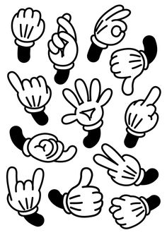 hand gestures drawn in black and white