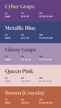 Colors:
634081
3B4778
A690B4
ECD2CF
B76342 Cool Color Palette Colour Schemes, Color Coding Notes, Inspiration Typographie, Rgb Color Codes, Pantone Palette, Website Color Palette