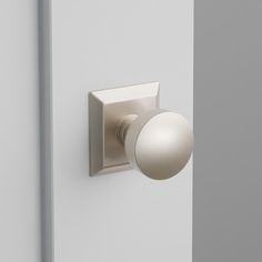 a white door knob with a light on it's side in an empty room