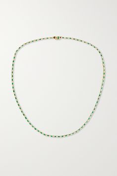 Suzanne Kalan's pieces are modern heirlooms, designed to be passed down through generations. Handmade in Los Angeles, this tennis necklace is cast from 18-karat gold and strung with scores of exquisite green emeralds that shimmer along its length. Green Diamond-cut 14k Gold Necklace, 14k Gold Green Diamond Cut Necklace, Suzanne Kalan, Emerald Necklace, Tennis Necklace, Retail Therapy, Fine Jewellery Necklace, Mr Porter, Emerald Green