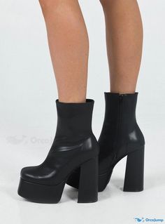 Orcajump - Garvie's Stunning Black Boots with Platform Heels Platform Boots Black, Crocs Boots, Black Platform Shoes, Women Platform Shoes, Black Platform Boots, Boot Style, Platform Ankle Boots, Black Platform, Heeled Loafers